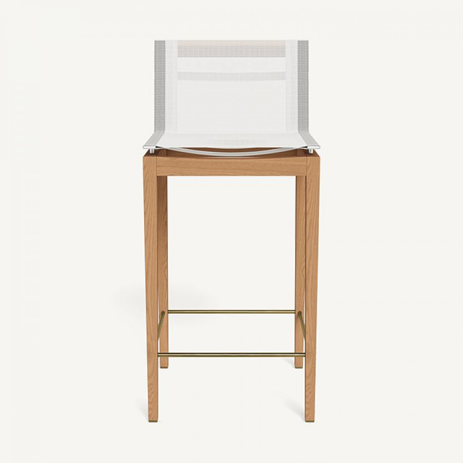 Harbour Byron Teak Bar Stool - Teak Natural / Batyline White