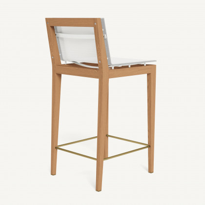 Harbour Byron Teak Bar Stool - Teak Natural / Batyline White