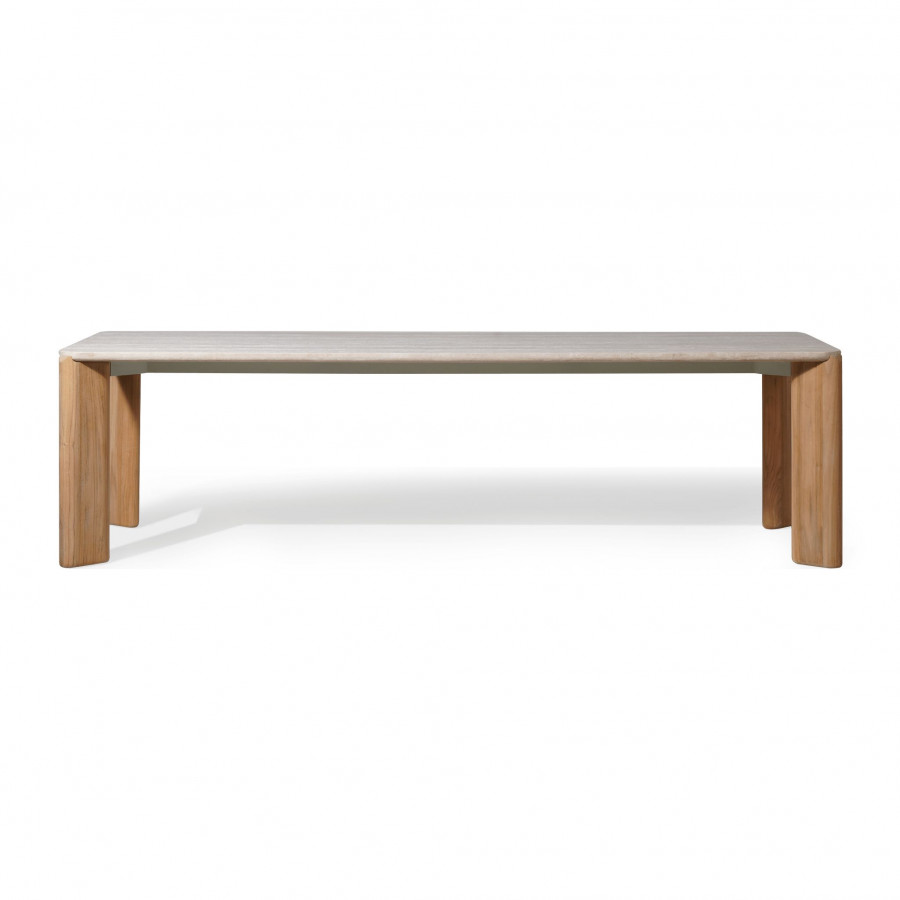 Harbour Chloe Rectangle Dining Table in Teak Natural / Travertine Cream