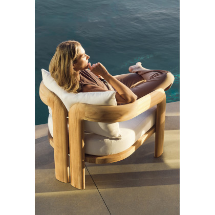 Harbour Chloe Rectangle Dining Table in Teak Natural / Travertine Cream
