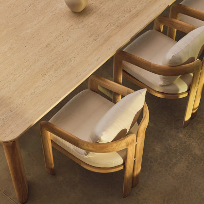 Harbour Chloe Rectangle Dining Table in Teak Natural / Travertine Cream