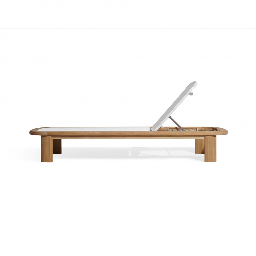 Harbour Chloe Mesh Sun Lounge in Teak Natural / Batyline White