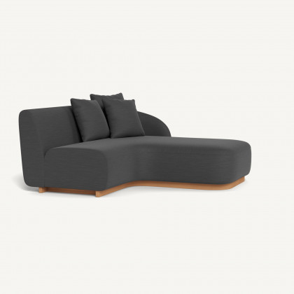 Harbour Como Curved Chaise Right - Sealed Teak Natural / Panama Grafito