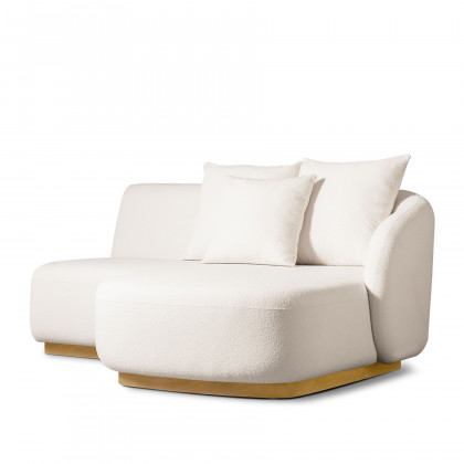 Harbour Como Curved Chaise Right - Sealed Teak Natural, Riviera Stone