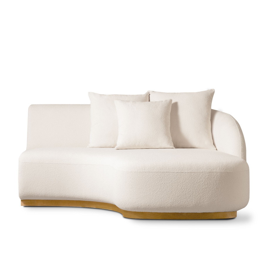Harbour Como Curved Chaise Right - Sealed Teak Natural, Siesta Indigo