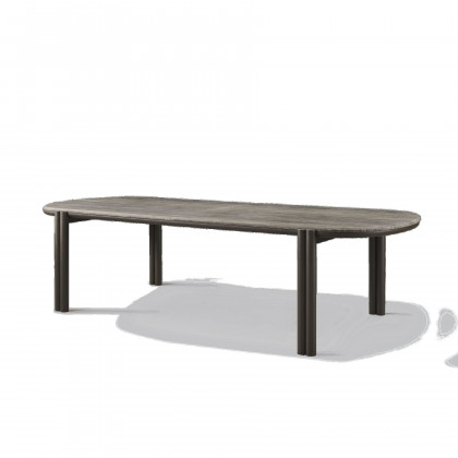 Harbour Cove Aluminum Pill Dining Table - Aluminum Asteroid, Travertine Dark Gray