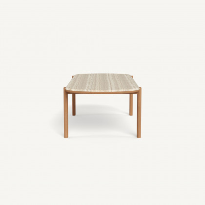 Harbour Cove Teak Pill Dining Table in Teak Natural / Travertine Cream