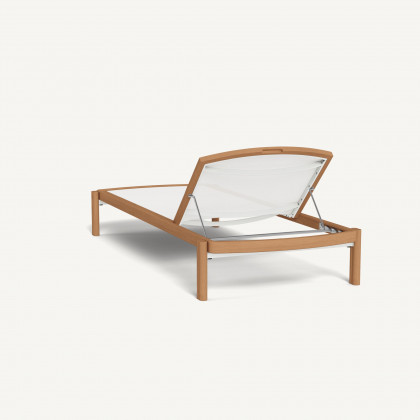 Harbour Cove Teak Stacking Sun Lounge in Teak Natural / Batyline White