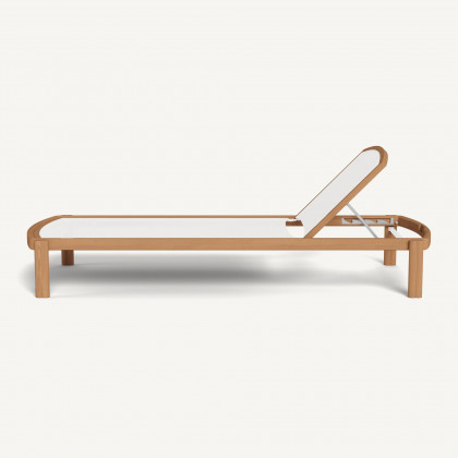 Harbour Cove Teak Stacking Sun Lounge in Teak Natural / Batyline White