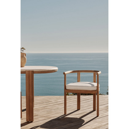 Harbour Cove Teak Stacking Sun Lounge in Teak Natural / Batyline White