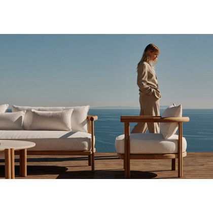 Harbour Cove Teak Stacking Sun Lounge in Teak Natural / Batyline White