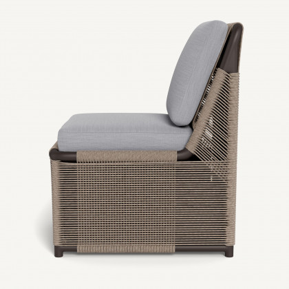 Harbour Formentera Armless Dining Chair - Aluminum Bronze / Panama Cloud / Twisted Rope Dune