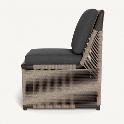 Harbour Formentera Armless Dining Chair - Aluminum Bronze / Panama Grafito / Twisted Rope Dune