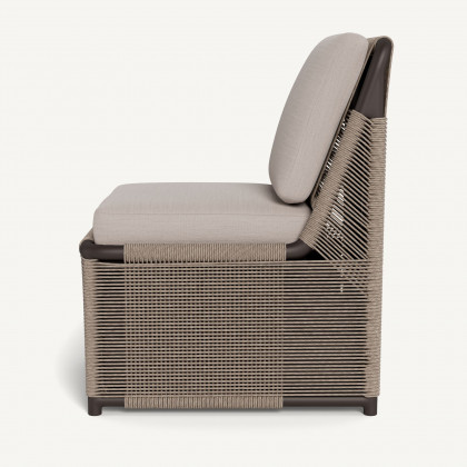 Harbour Formentera Armless Dining Chair - Aluminum Bronze / Panama Marble / Twisted Rope Dune