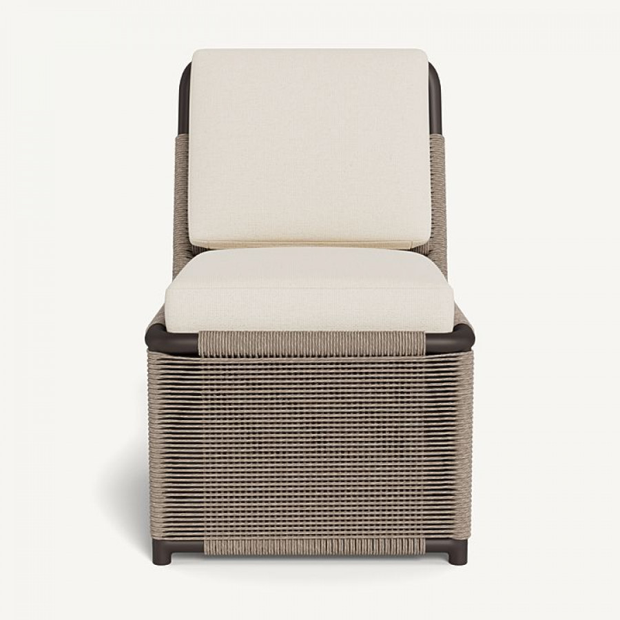 Harbour Formentera Armless Dining Chair - Aluminum Bronze / Siesta Ivory / Twisted Rope Dune