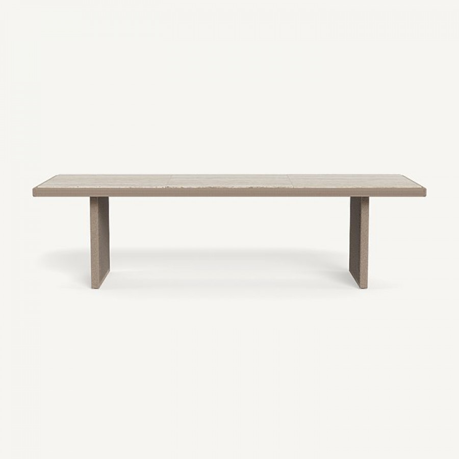 Harbour Formentera Dining Table 108" - Twisted Rope Dune / Travertine Natural