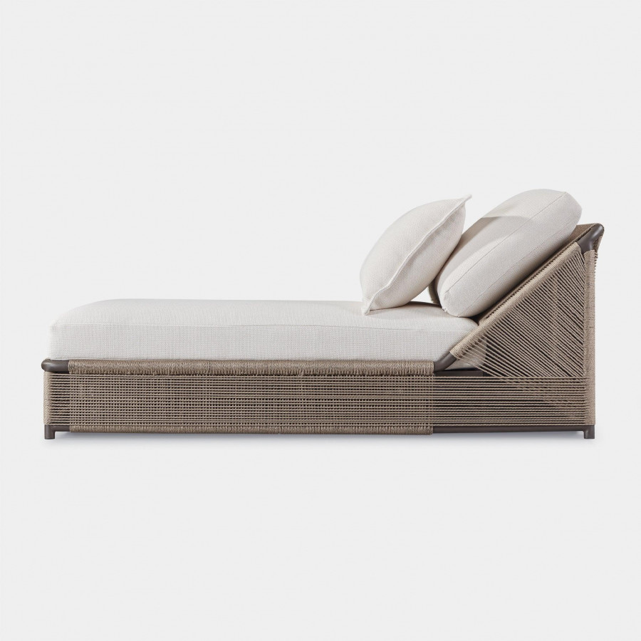 Harbour Formentera Slatted Sun Lounge - Aluminum Bronze, Panama Blanco, Twisted Rope Dune