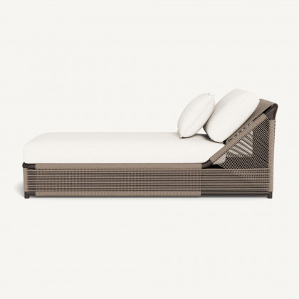 Harbour Formentera Slatted Sun Lounge - Aluminum Bronze / Panama Blanco / Twisted Rope Dune