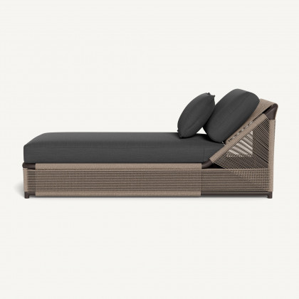 Harbour Formentera Slatted Sun Lounge - Aluminum Bronze / Panama Grafito / Twisted Rope Dune