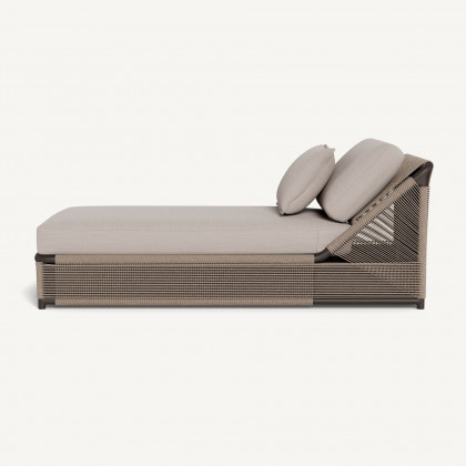 Harbour Formentera Slatted Sun Lounge - Aluminum Bronze / Panama Marble / Twisted Rope Dune