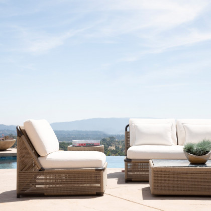 Harbour Formentera 3 Seat Armless Sofa - Aluminum Bronze, Copacabana Sand, Twisted Rope Dune
