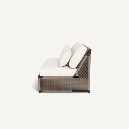 Harbour Formentera 3 Seat Armless Sofa - Aluminum Bronze / Panama Blanco / Twisted Rope Dune