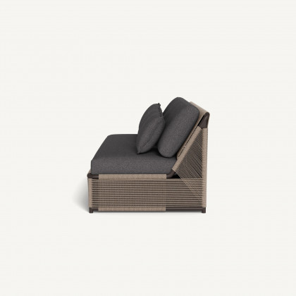 Harbour Formentera 3 Seat Armless Sofa - Aluminum Bronze / Riviera Slate / Twisted Rope Dune