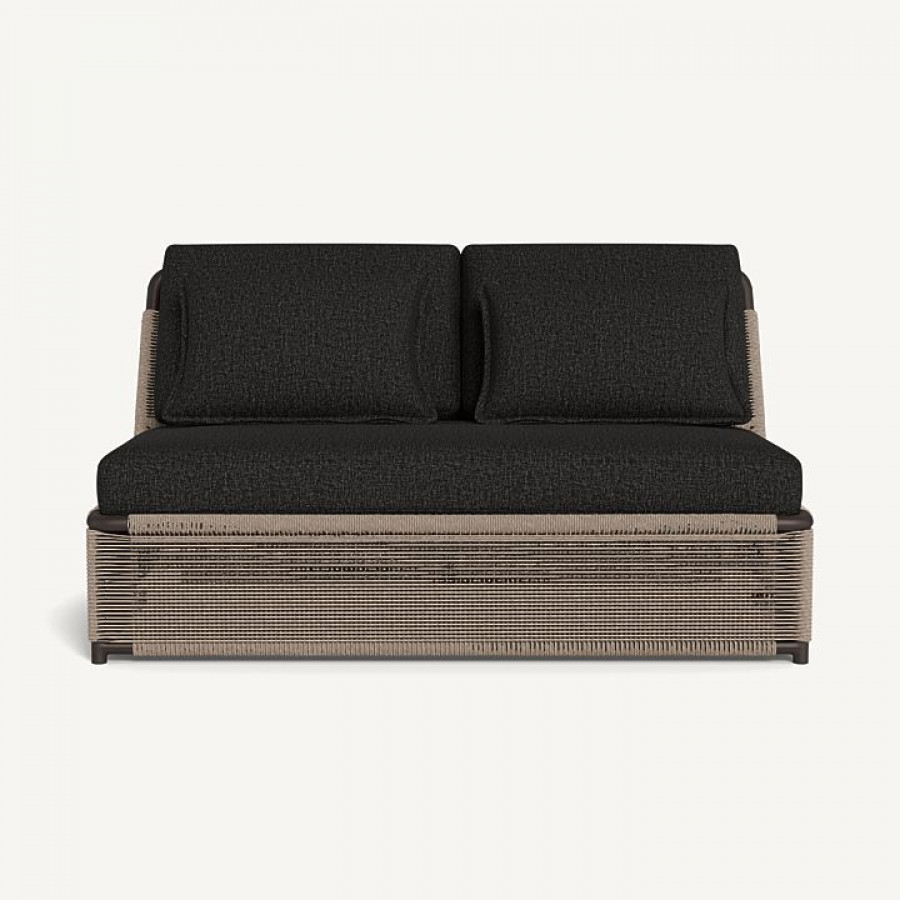 Harbour Formentera 2 Seat Armless Sofa - Aluminum Bronze / Copacabana Midnight / Twisted Rope Dune