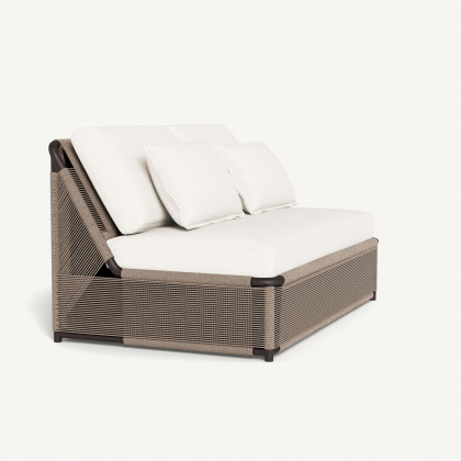 Harbour Formentera 2 Seat Armless Sofa - Aluminum Bronze / Panama Blanco / Twisted Rope Dune