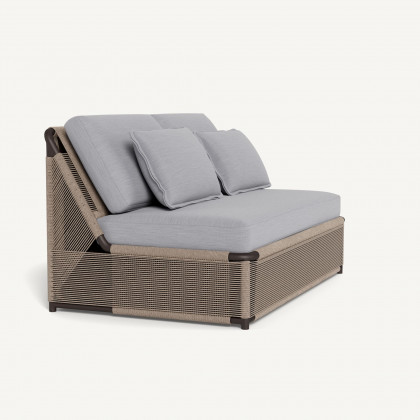 Harbour Formentera 2 Seat Armless Sofa - Aluminum Bronze / Panama Cloud / Twisted Rope Dune