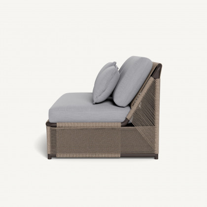 Harbour Formentera 2 Seat Armless Sofa - Aluminum Bronze / Panama Cloud / Twisted Rope Dune