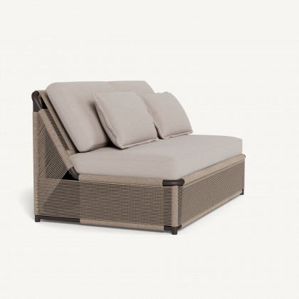 Harbour Formentera 2 Seat Armless Sofa - Aluminum Bronze / Panama Marble / Twisted Rope Dune