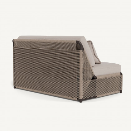 Harbour Formentera 2 Seat Armless Sofa - Aluminum Bronze / Panama Marble / Twisted Rope Dune