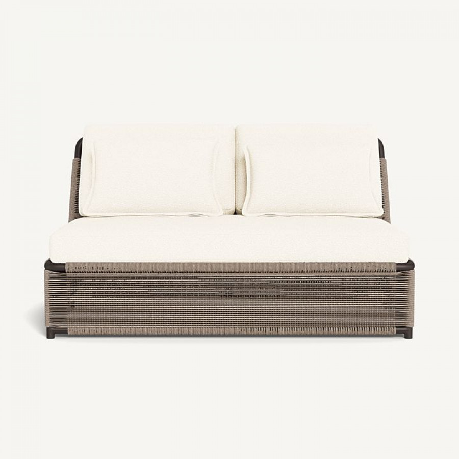 Harbour Formentera 2 Seat Armless Sofa - Aluminum Bronze / Riviera Ivory / Twisted Rope Dune