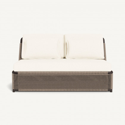 Harbour Formentera 2 Seat Armless Sofa - Aluminum Bronze / Riviera Ivory / Twisted Rope Dune