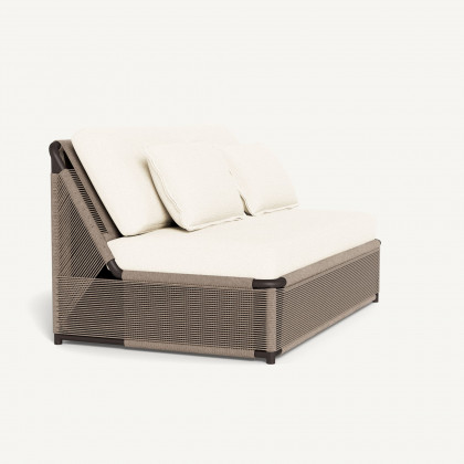 Harbour Formentera 2 Seat Armless Sofa - Aluminum Bronze / Riviera Ivory / Twisted Rope Dune