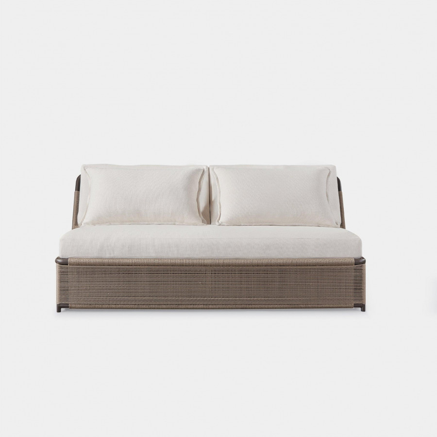 Harbour Formentera 2 Seat Armless Sofa - Aluminum Bronze, Riviera Slate, Twisted Rope Dune
