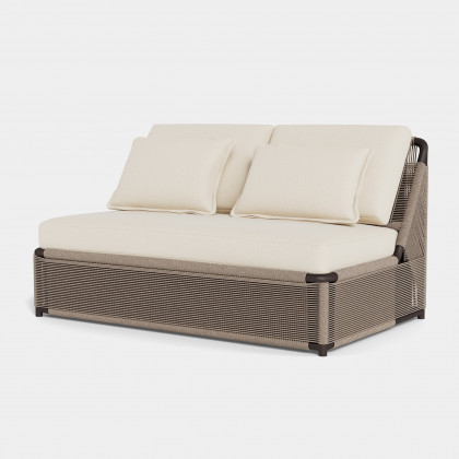 Harbour Formentera 2 Seat Armless Sofa - Aluminum Bronze, Riviera Slate, Twisted Rope Dune
