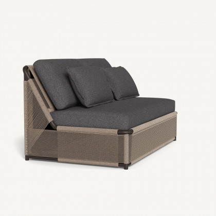 Harbour Formentera 2 Seat Armless Sofa - Aluminum Bronze / Riviera Slate / Twisted Rope Dune
