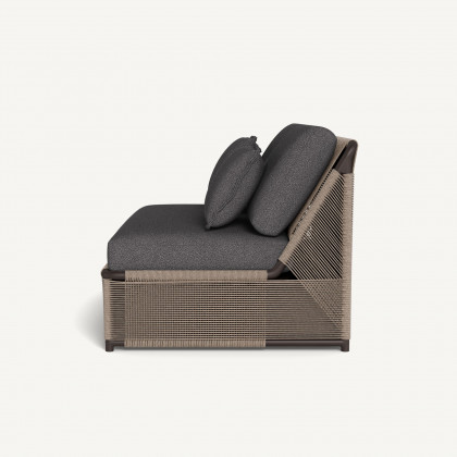 Harbour Formentera 2 Seat Armless Sofa - Aluminum Bronze / Riviera Slate / Twisted Rope Dune