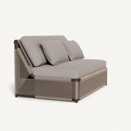Harbour Formentera 2 Seat Armless Sofa - Aluminum Bronze / Riviera Stone / Twisted Rope Dune