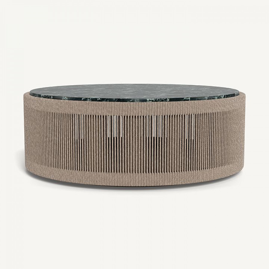 Harbour Formentera Round Coffee Table - Twisted Rope Dune / Marble Verde
