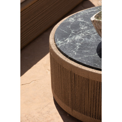 Harbour Formentera Round Coffee Table - Twisted Rope Dune / Marble Verde
