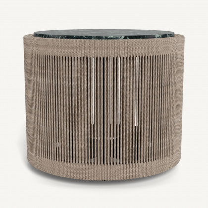 Harbour Formentera Round Side Table - Twisted Rope Dune / Marble Verde