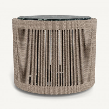 Harbour Formentera Round Side Table - Twisted Rope Dune / Marble Verde