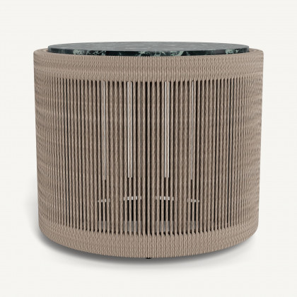 Harbour Formentera Round Side Table - Twisted Rope Dune / Marble Verde