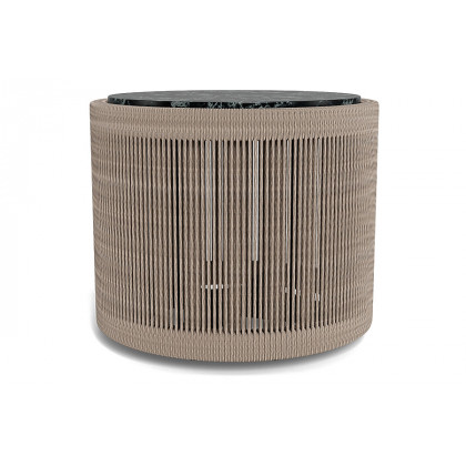 Harbour Formentera Round Side Table - Twisted Rope Dune, Travertine Natural