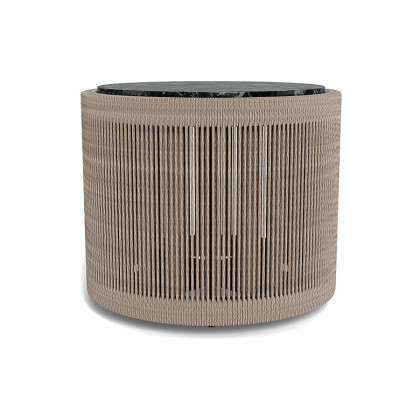 Harbour Formentera Round Side Table - Twisted Rope Dune, Travertine Natural