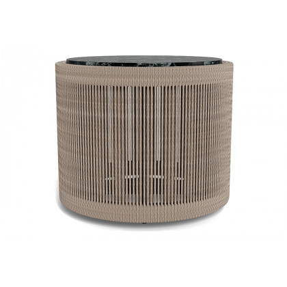 Harbour Formentera Round Side Table - Twisted Rope Dune, Travertine Natural