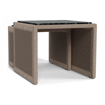 Harbour Formentera Nesting Side Tables - Twisted Rope Dune, Travertine Natural